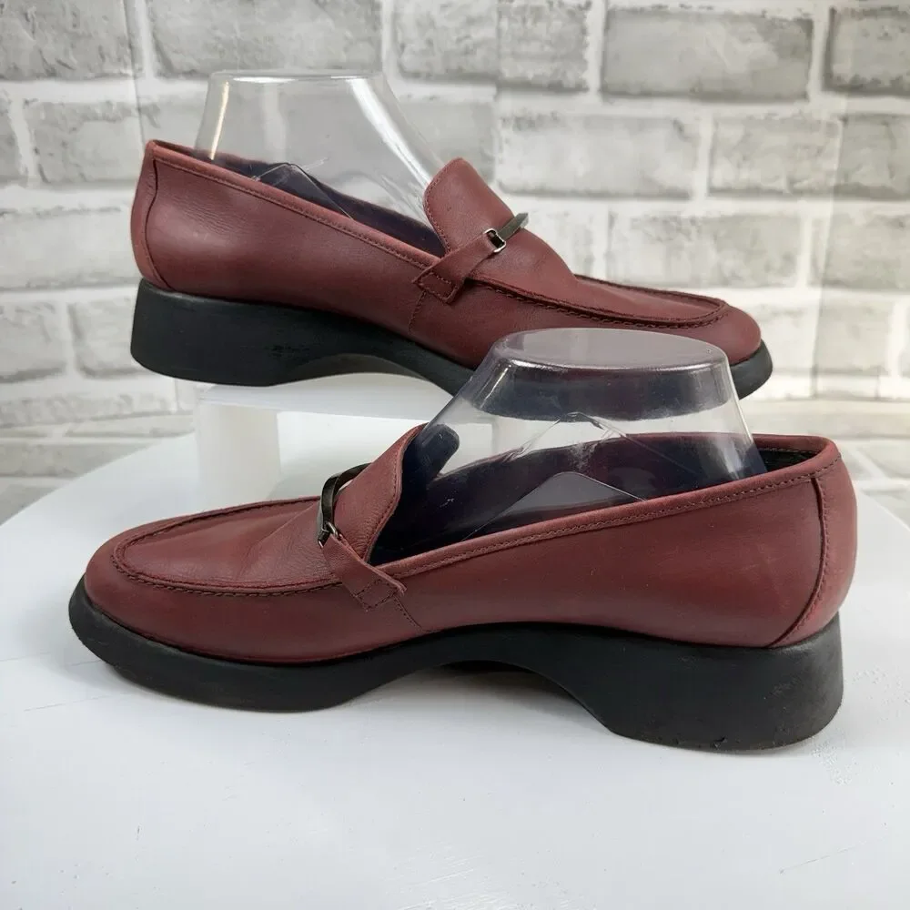 Bass Women’s Size 10 Red Leather Wedge Vintage 90s Comfort Loafers